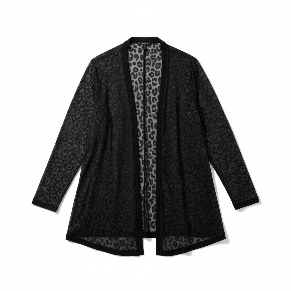 Rebecca Taylor Green Burnout Animal Print Open Cardigan M